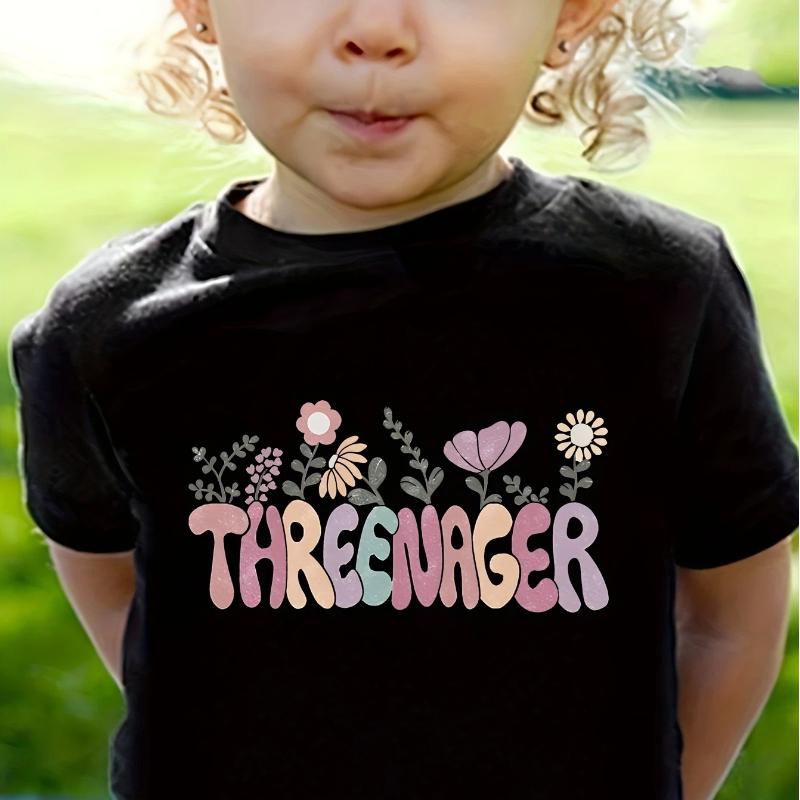 

Floral Tshirt Cute Summer Girl s T-Shirt 3rd Birthday Clothes Children s Birthday Gift Wildflowers Print Tops Tees Kids Gift 100cm чёрный