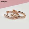SIMJOO Rose Gold Ladies Earrings Cool Wind Fashion Irregular Zircon Earrings