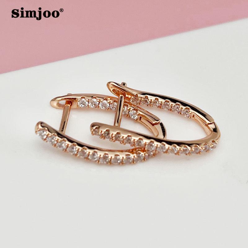 SIMJOO Rose Gold Ladies Earrings Cool Wind Fashion Irregular Zircon Earrings