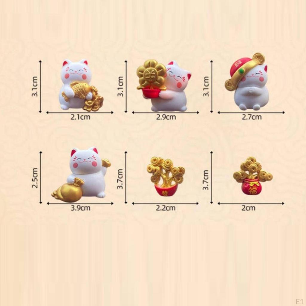 Cat Figurines Ornament Art Crafts Cute Home Decoration Gift Statue Miniature Sculpture for Shelf