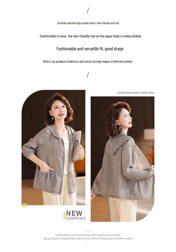 Stylish UV Protection Lightweight Jacket for Middle-aged Women