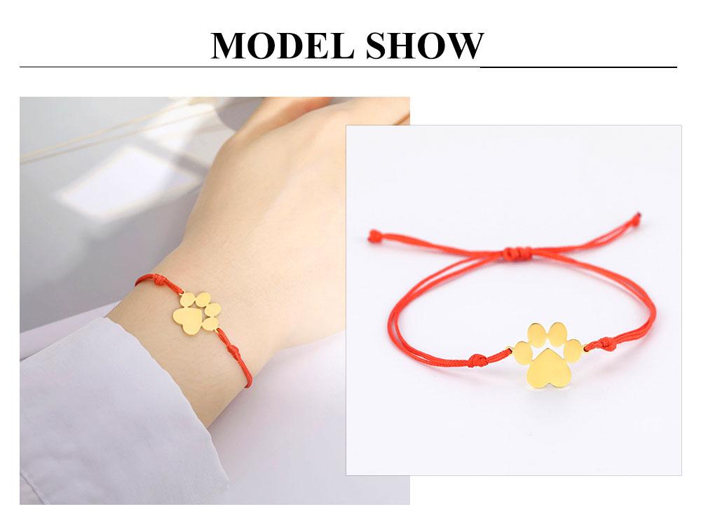Cazador Stainless Steel Cute Dog Cat Paw Foot Print Charm Bracelets for Women Gold Color Wax Rope Bracelet Gift 2026