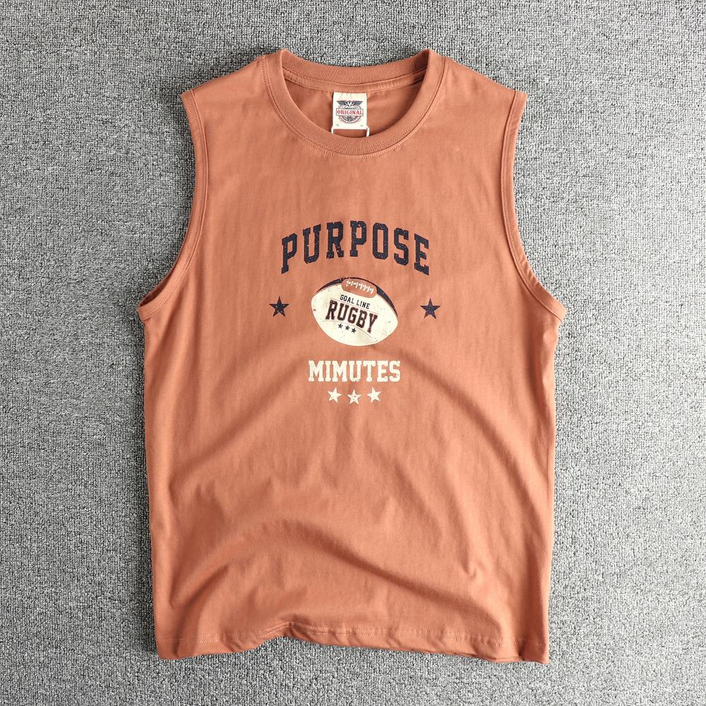 

Мужская спортивная майка с принтом в стиле ретро, многофункциональная спортивная футболка без рукавов из чистого хлопка после стирки 4XL