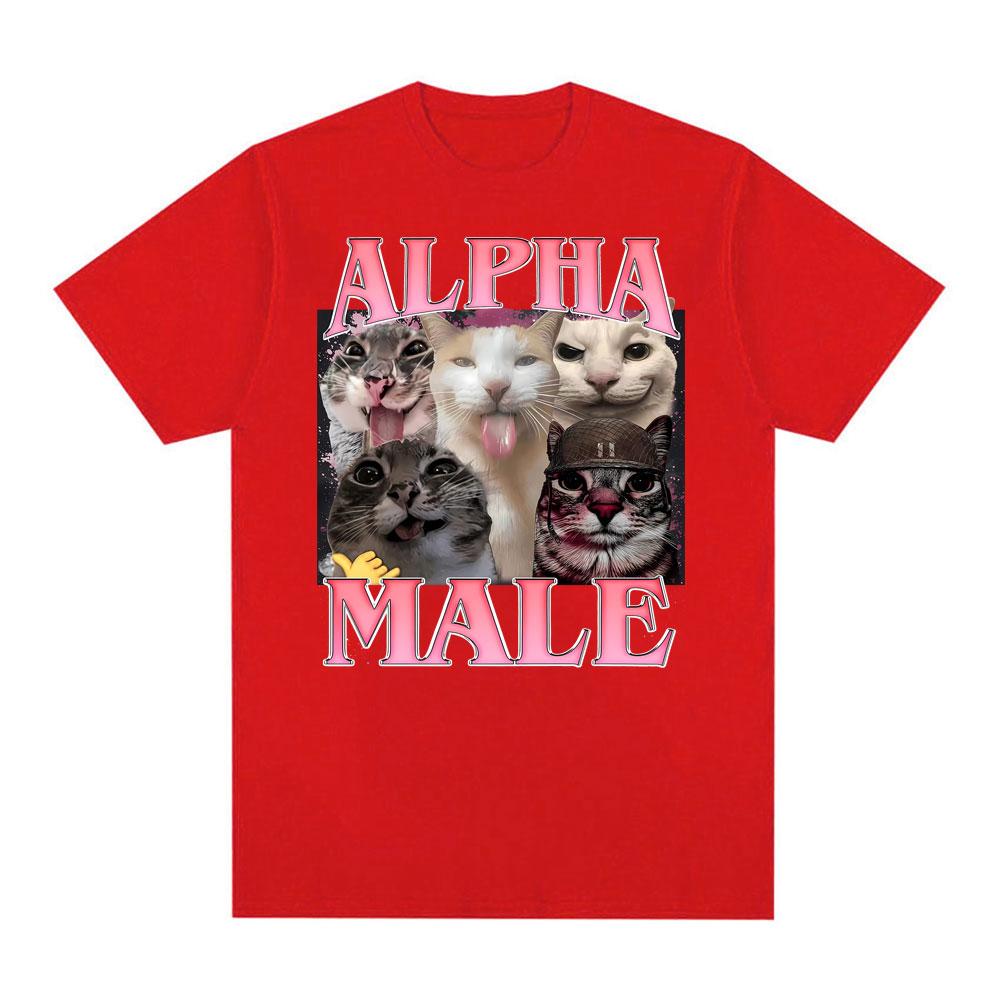 Alpha-Männchen Lustiges Katzen-Meme T-Shirt Unisex Kleidung Harajuku Mode Klassisches Sommer-T-Shirt Lässiges Übergroßes Hochwertiges T-Shirt
