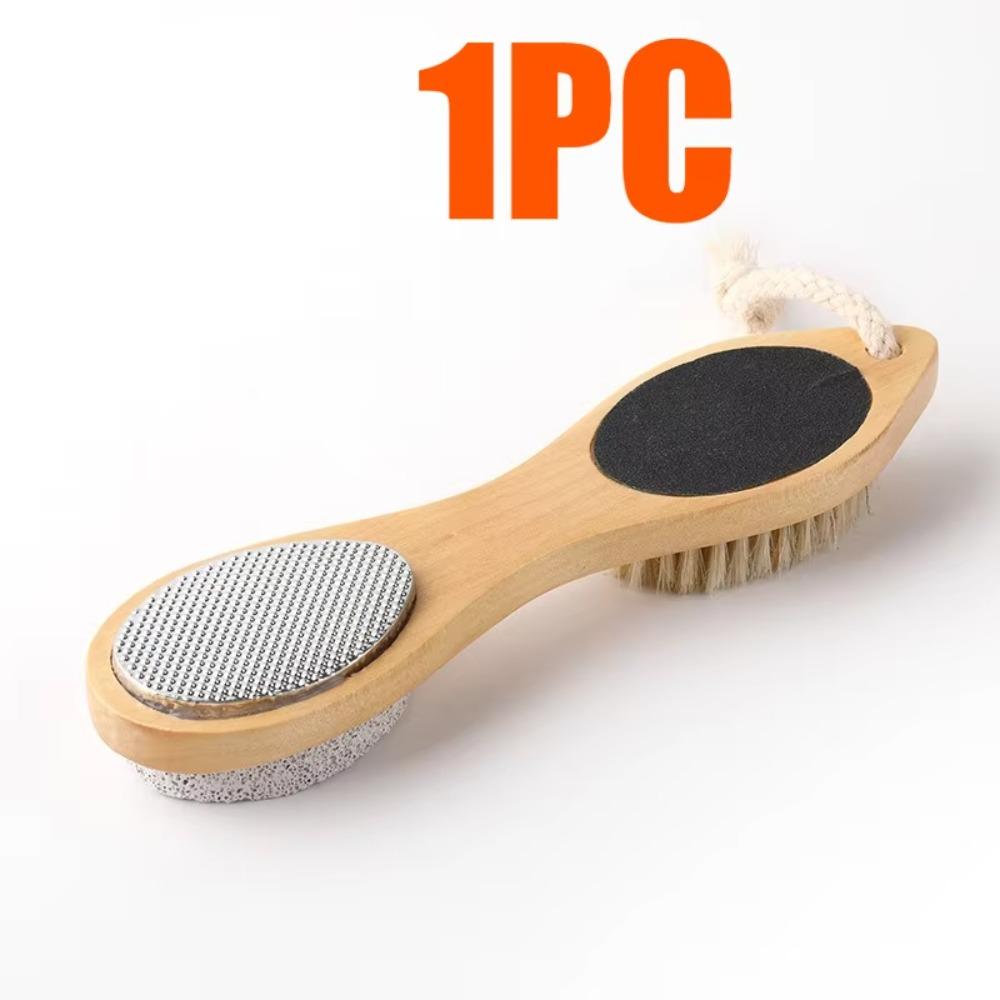 Grinding Stone 4-in-1 Double-sided Foot Scrubber Wooden Exfoliating Foot Scrubber Personal Care