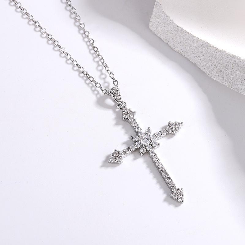 Women's Non-Fading Micro-Paved White Gold Cross Necklace - Christmas Gift Jewelry