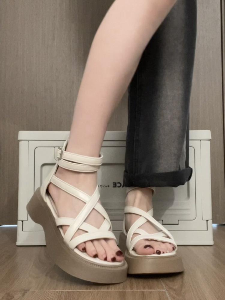 Roman Sandals Women's Summer 2025 New Fashion Versatile Fairy Style with Skirt Wear Thick-soled Cool Boots Tide
