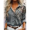 Elegant Black Striped Printed Long-sleeved Shirt For Women Fashion Lapel Button-down Shirt Temperament Office Cardigan