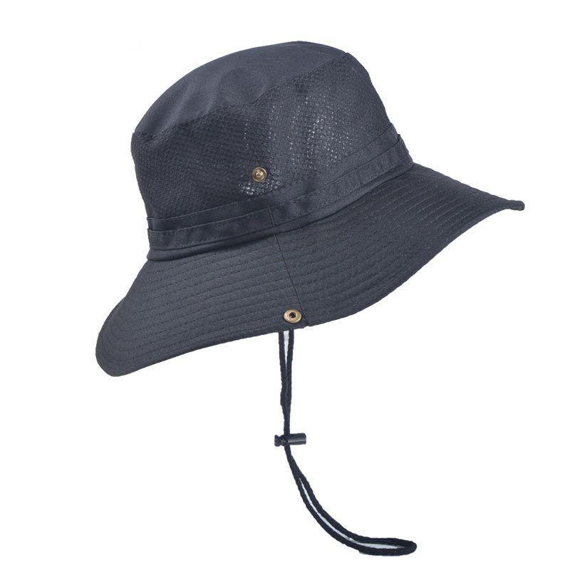 Fishing Outdoor Men Hiking Folding Solid Sun Protection Button Brim Hat Bucket