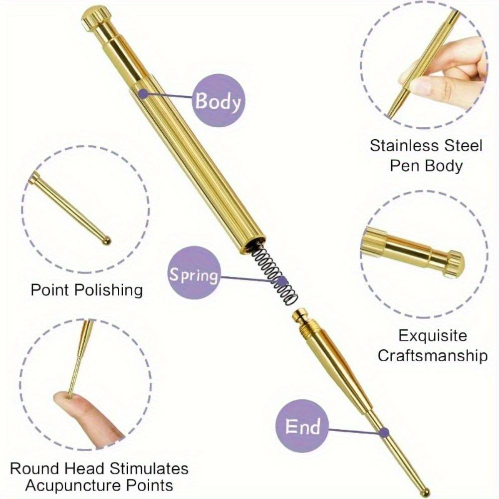 2Pcs/Set Facial Reflexology Massage Tool Retractable Acupuncture Pen Double Headed Spring Ear Care Tool Point Probe Pen Massager for Face