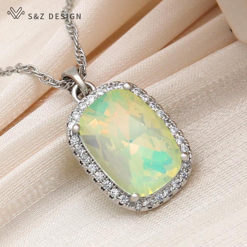 Fashion Elegant Rose Gold Color Rectangle Crystal Pendant Necklace For Women Wedding Zirconia Jewelry