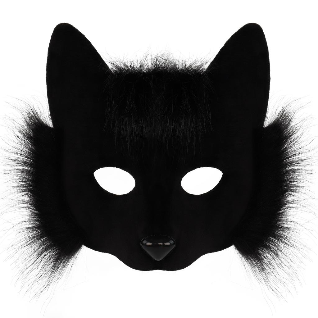 Plush Fox Cat Mask Trendy Animal Half Face Masks Costumes Prop for Halloween Christmas Masquerade Party Cosplay Props