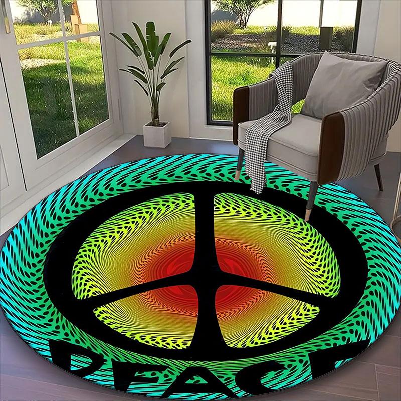 1pc Office Carpet, Peace Chair Rug, Living Room Printed Round Rug, Home Chair Floor Mat