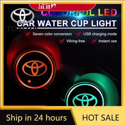 Toyota 2026 New Hub Caps 2pcs LED Luminous Car Water Cup Holder Coaster Lamp Toyota Corolla Camry Rav4 Yaris Car Sticker