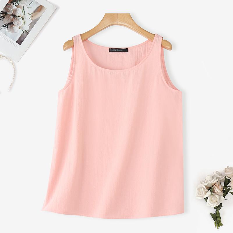 

ZANZEA Женские летние повседневные хлопковые майки без рукавов 2XL розовый