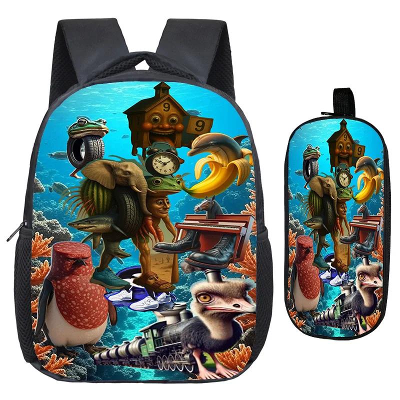 Mochila TK Game Italiaanse Brainrot 3D Print Rugzak Pennenbakje 2 stuks Student Casual Rugzakken Kinderen Custom Licht Ademend Rugzak Italian Brainro bag2