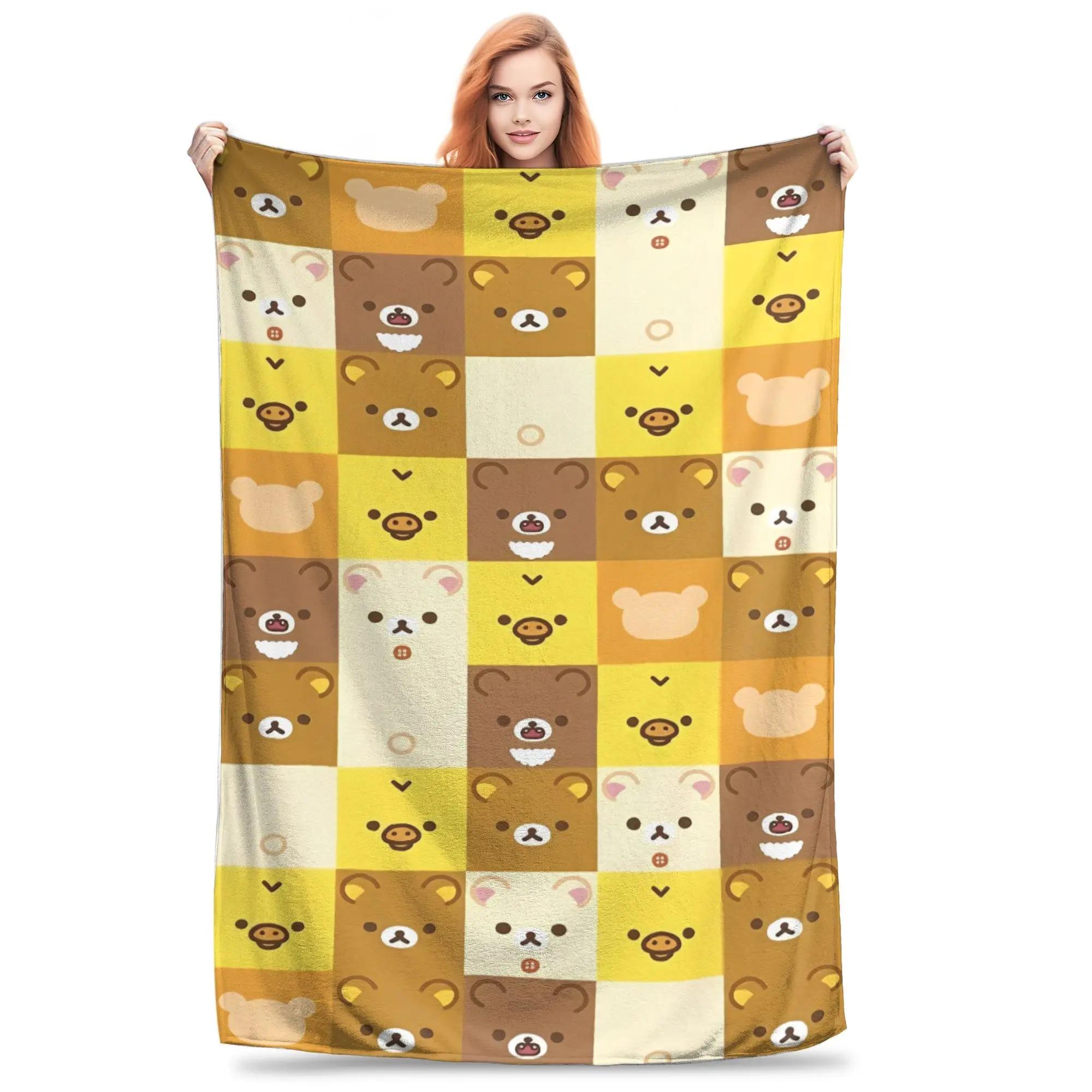 

Rilakkuma Flannel Blanket Winter Warm Throw Blanket for Kids Adult Bedroom Graphic Bedspread Sofa Bed Cover 70x100cm білий