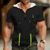 Men's Summer Shirt Zipper Pocket Short Sleeve Hooded Sweatshirt Men's Sports Large Size Casual Sweatshirt
