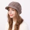 New Autumn and Winter Women's Velvet and Thickened Wool Cable Knit Cap  Fashionable Warm and Cold Proof Beret Knitted Hat