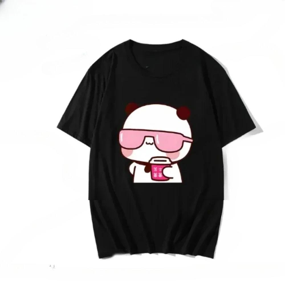 Couple Tee Bubu Is Watching Movies And Milk Tea With Dudu Tshirt Cartoon Cute Graphic Tees For Ladies Kawaii Unisex Tops