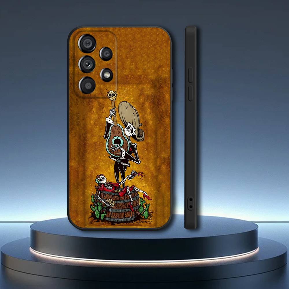 Day of the Dead Mexican Catrina Skull Phone Case For Samsung Galaxy A73,31,32,72,41,53,52,71,22,5G,Note,J7,8,9 Soft Black Cover