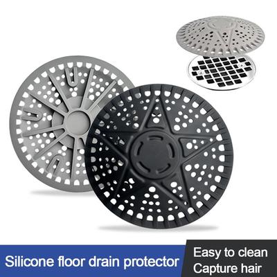 Silicone Sewer Outfall Drain Filter Round Shape Hair Clean Up Sink Strainer Filter Anti-blocking Floor Drain Mesh Cover