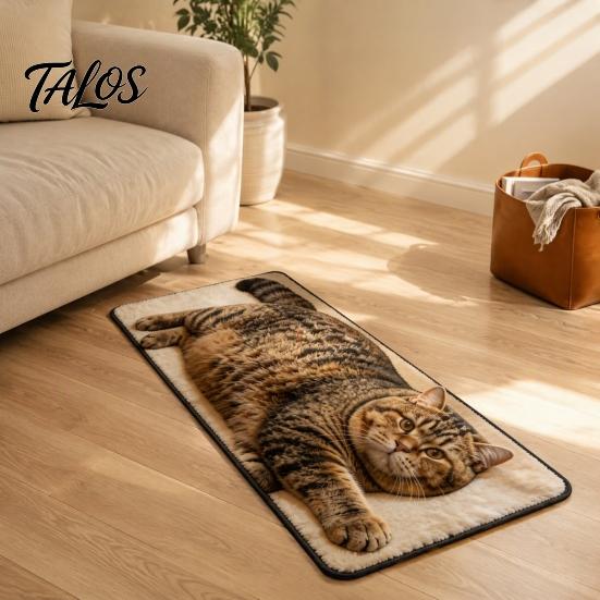 Non-slip Backing Carpet Cute Cat Shape Bathroom Rug, 3D Simulation Modeling, Soft Imitation Cashmere Rug Absorbent Floor Mat, Decorative Mat for Home