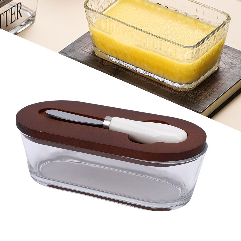 Glass Dish with Lid Airtight for Freshness 300ML Rectangular for Kitchen Countertop Decor