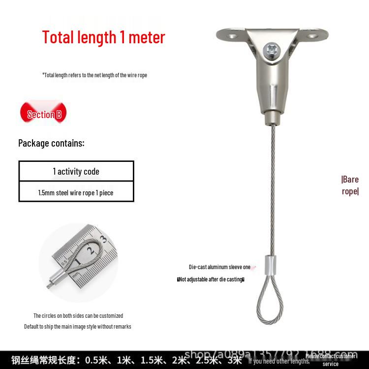 Adjustable Steel Wire Rope Hanger for Lamps, Paintings, and Exhibitions