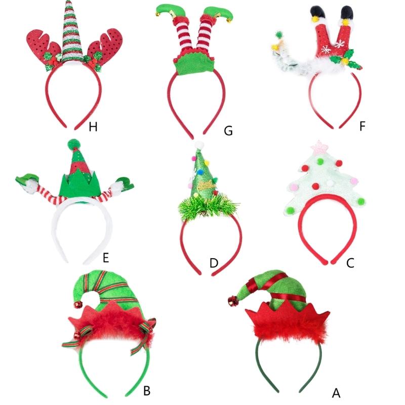 Cute Christmas Hat Tree Headband with Glitter Funny Hat Hair Hoop Novelty Party Headdress Headwear Party