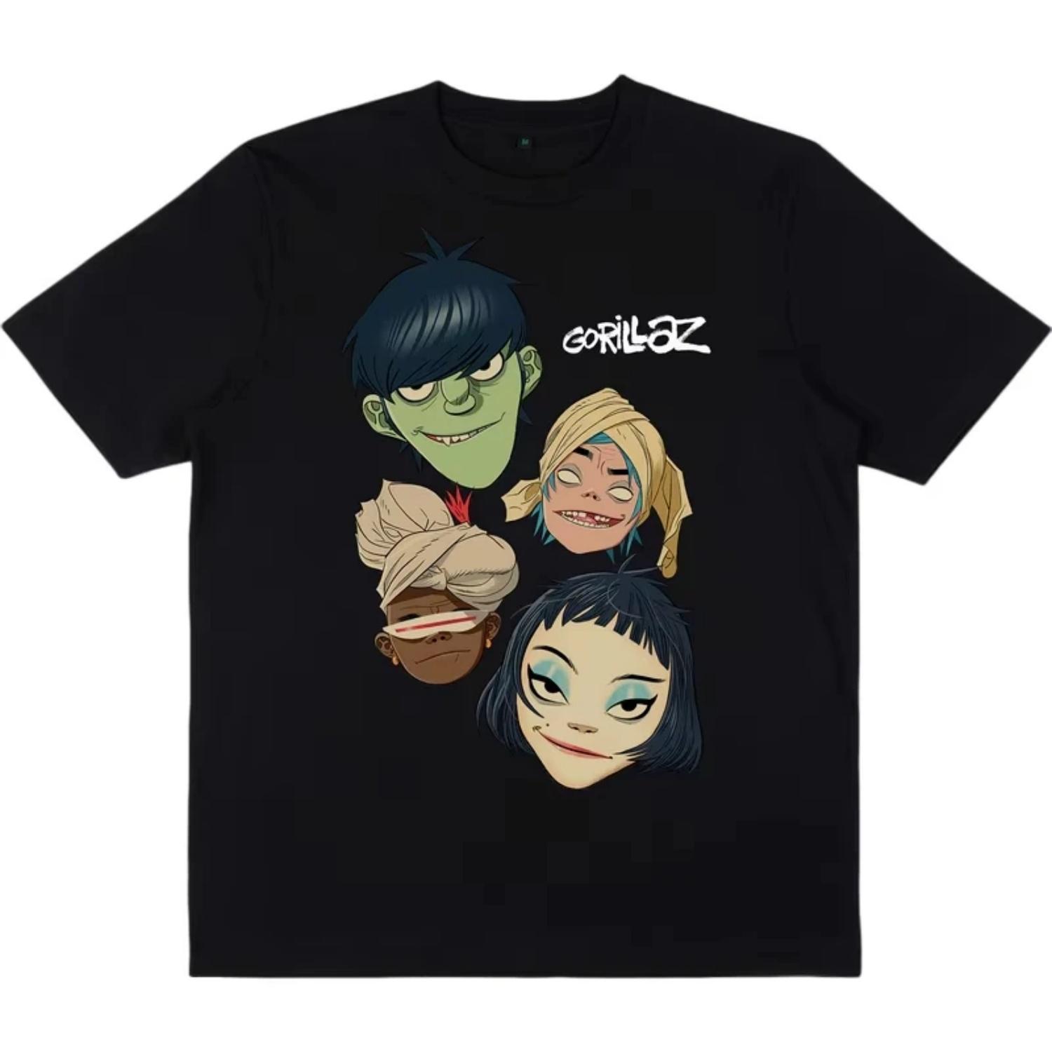 Gorillaz Classic Logo Graphic 100%Cotton Unisex Shirt 2026 Summer Breathable New Men s Women s Fashion Y2k Short Sleeve Tshirt S чёрный