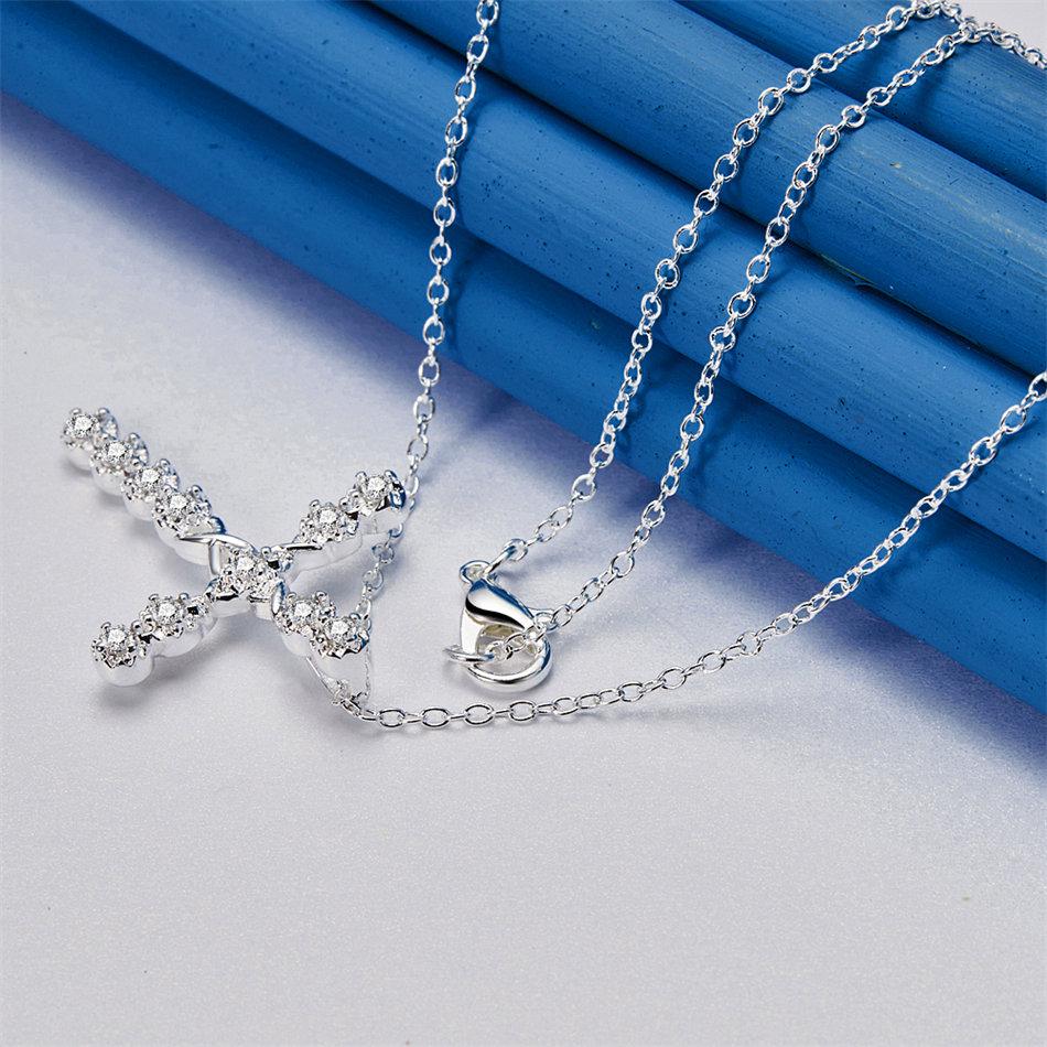 925 sterling silver 16-30 inch exquisite cross zircon pendant necklace for women's fashionable wedding jewelry accessories