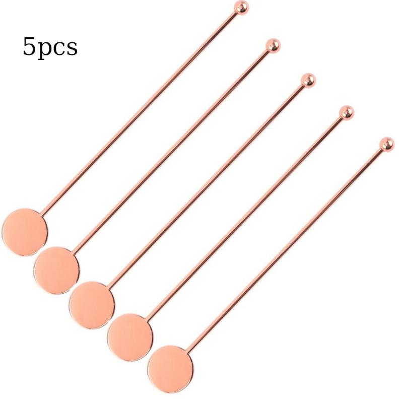 5Pcs Stainless Steel Cocktail Drink Mixer Bar Stirring Mixing Sticks Muddler Ladle Stirrer Swizzle Sticks Coffee Stirring Sticks