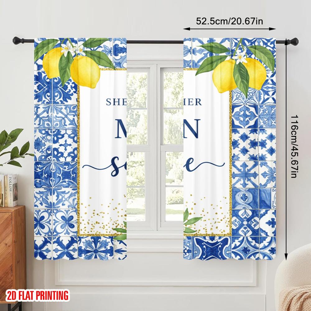 2pcs 2D flat printing Curtain She Found Her Main Squeeze_a Polyester Without Electricity Festive Holiday Use for Holiday Decor
