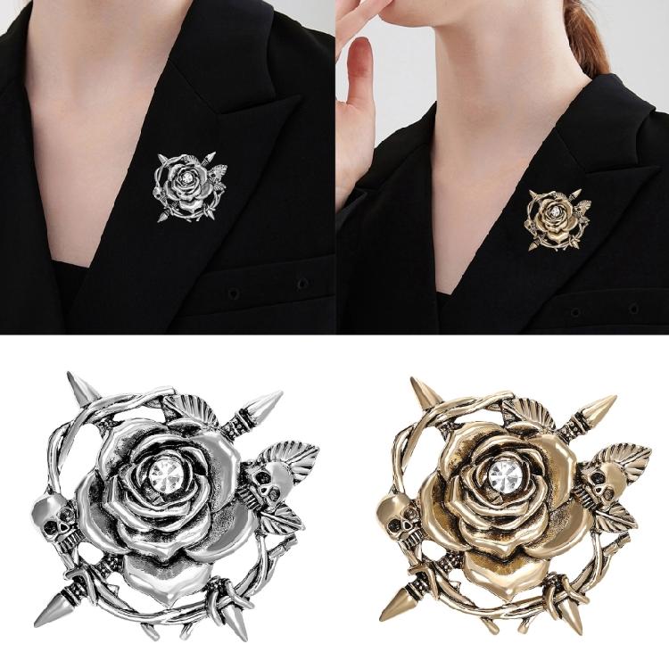 Stylish Skull Rose Brooch Unique Alloy Jewelry Fashion Brooch Clothing Jewelry Suitable for Music Festivals and Parties