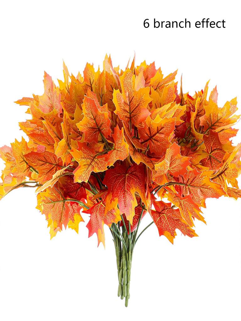 1/2/5pcs Artificial Plastic Seven Branches Red Maple Leaves Decoration Home Kitchen Office DIY Weddings Hotels Halloween Decor