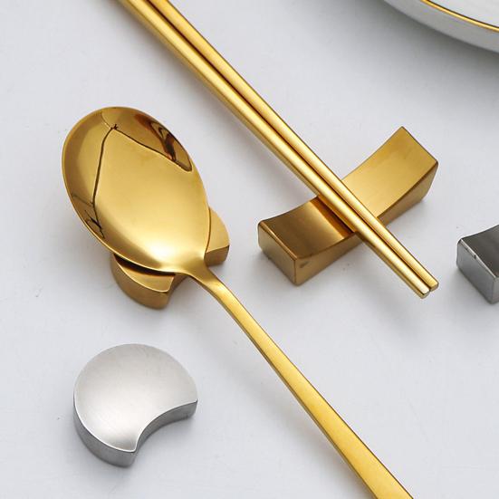 Spoon Chopstick Rest Stainless Steel Creative Ingot Shape Spoon Chopstick Holder Rustproof Tableware Stand for Home Restaurant Hotel Use