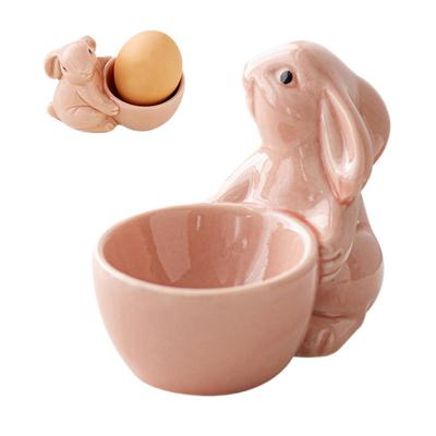 Huevera de Cerámica Desayuno Conejos Soporte para Huevos Escritorio Soporte para Huevos de Conejito de Pascua Para Huevos Duros Utensilios de Cocina