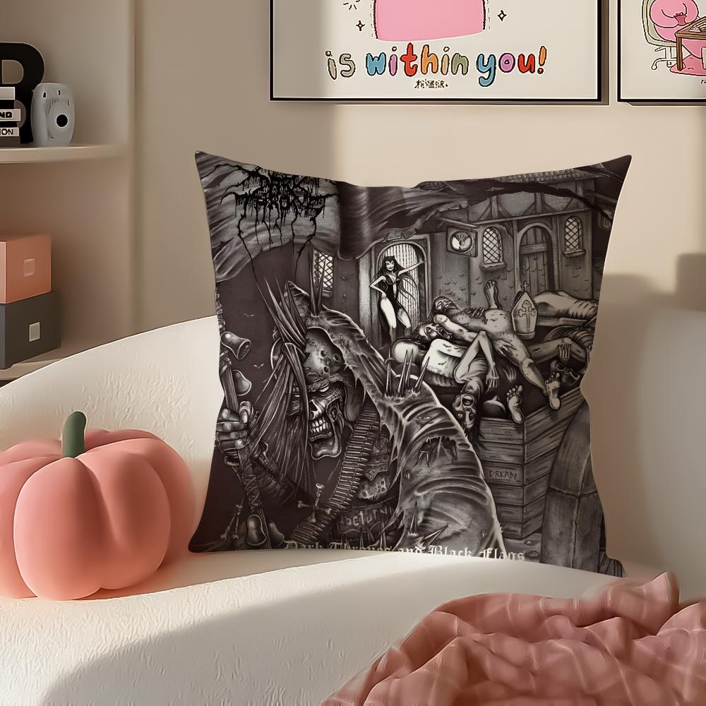 Black Metal Norwegian Art DDarkthrone Pillow Cushion Cover Pillowcase Short Plush Invisible Zipper Room Sofa Cushion Cover