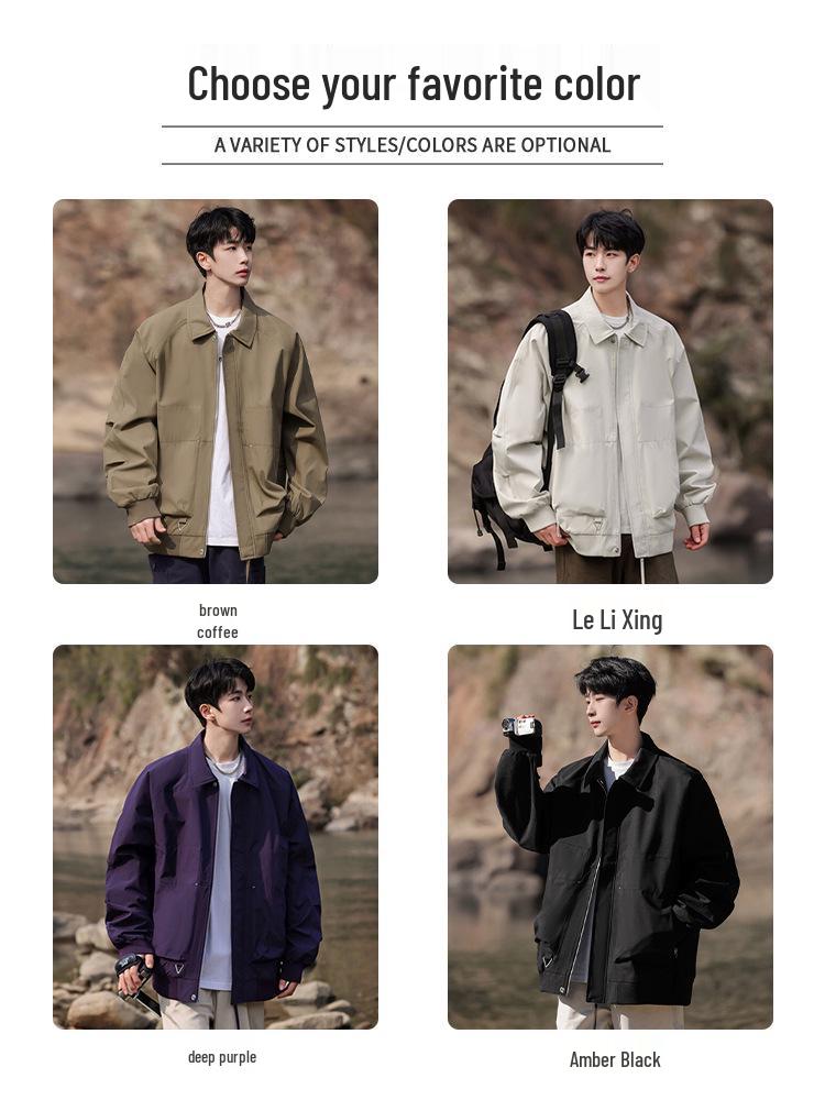 Men's Spring/Autumn Trendy Loose Turn-Down Collar Jacket - Teen Casual Coat with Free Shipping