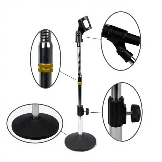 Yousheng Desktop-Mikrofonstativ Schwanenhals Metall Schwerlast Mikrofonhalter für Handmikrofone Tragbare Stabile Mikrofonhalterung für Tisch Schreibtisch