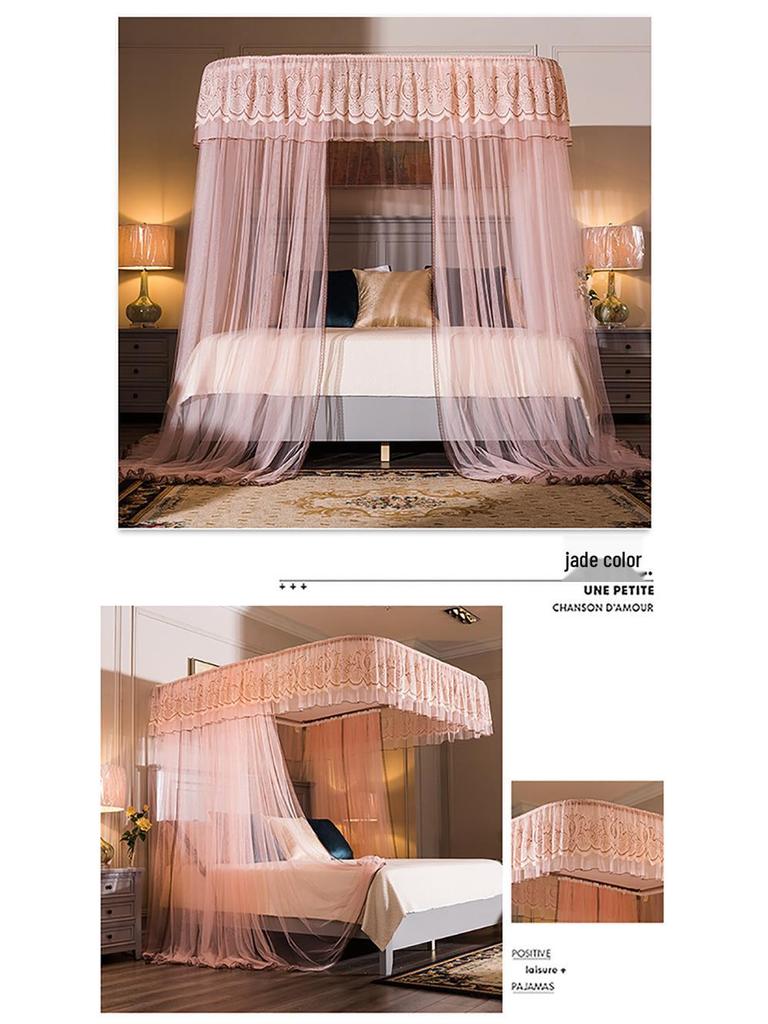 2025 Liftable Princess Style Three-Door U-Shaped Mosquito Net Canopy, Floor-Standing One-Piece Design