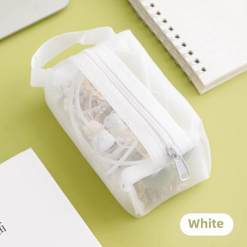 1Pc New Mini Transparent Mesh Storage Bag for Coins, Keys, and Lipstick with Zipper and Large Capacity