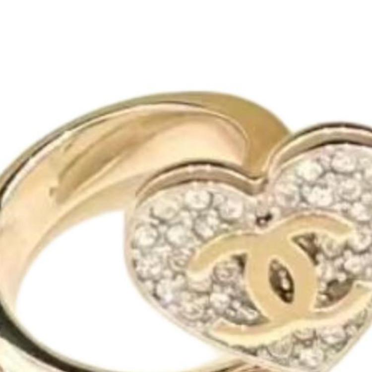Chanel 26P Heart Design Ring Women ring Gold ABH153B23473U7518