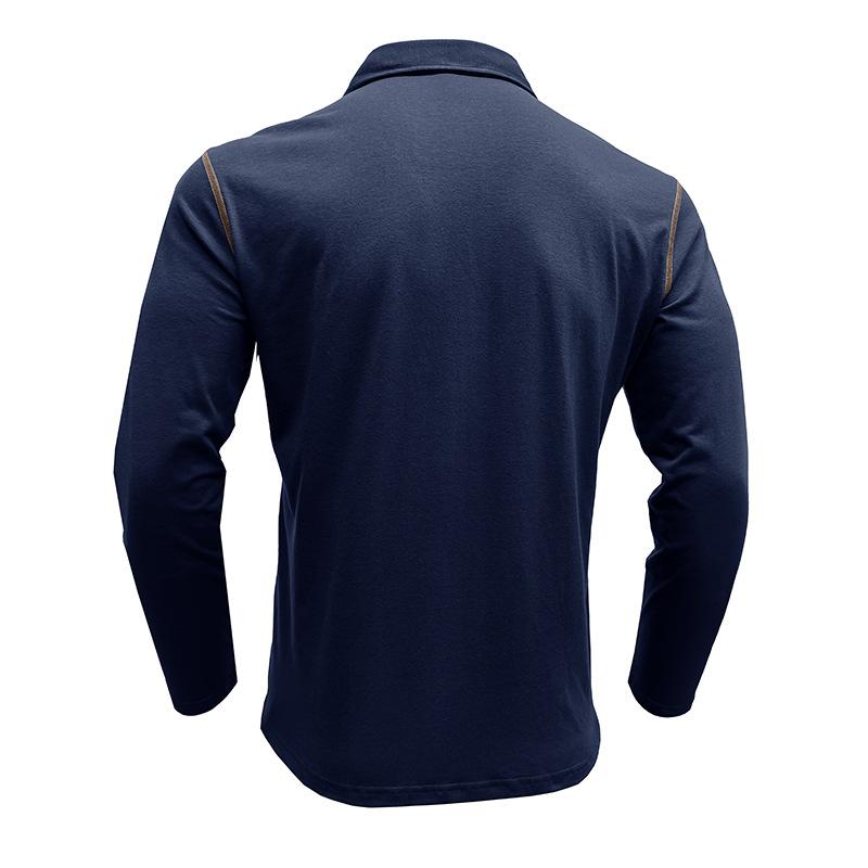 Autumn and Winter Men's Casual Long-sleeved Polo Men's Lapel T-shirt Colour Blocking Tops