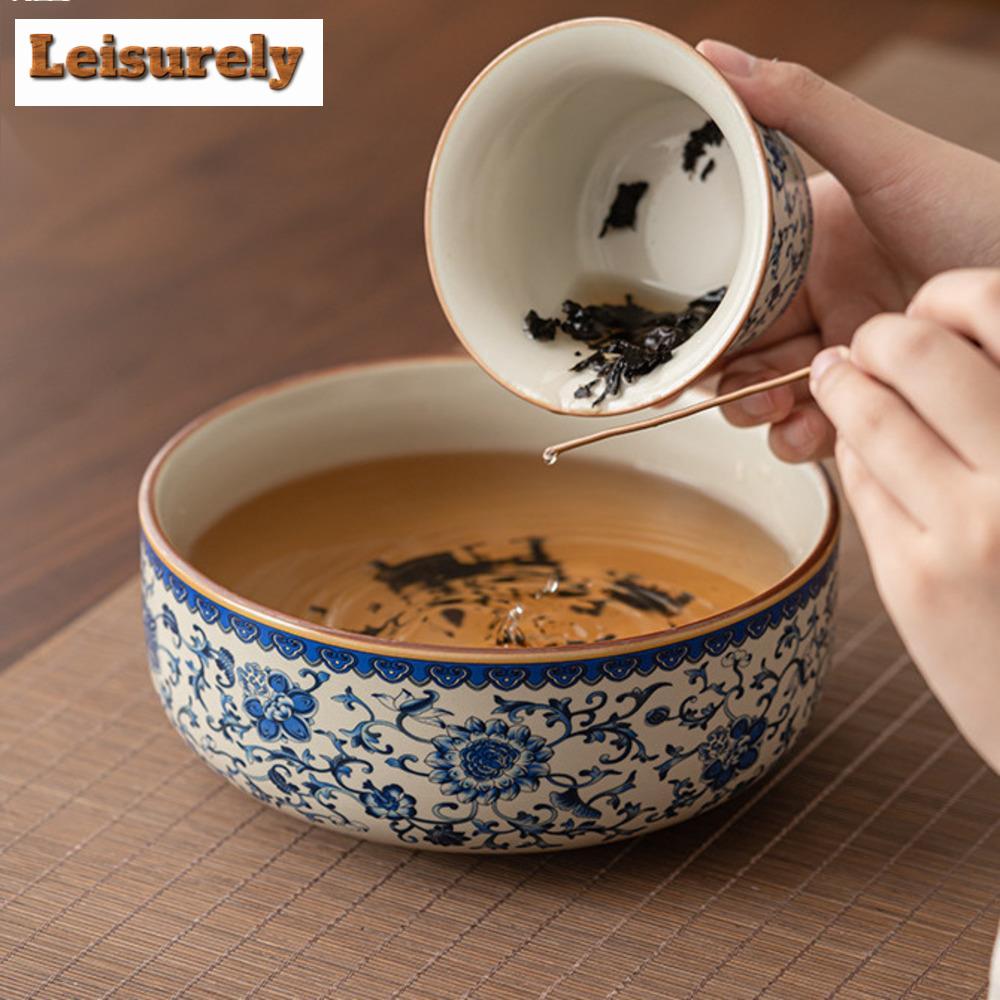 1000ml Modrobílý ru kilnový porcelán Jianshui Luxusní čajová miska na oplachování štětců Nádoba na čajový odpad Vybavení Chaxi Řemeslo