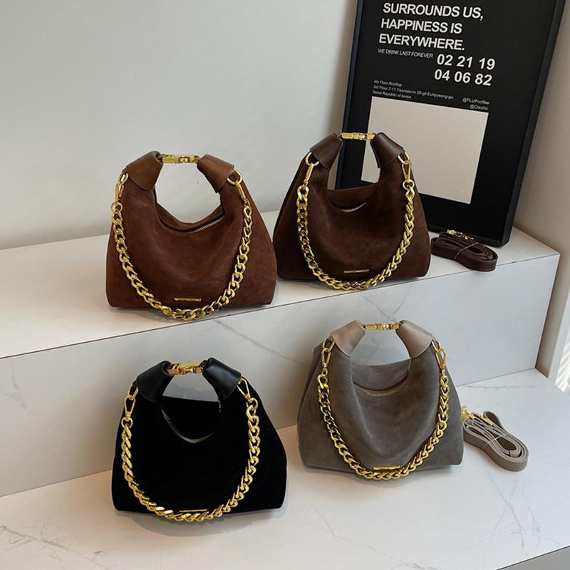 French Style Versatile Suede Handbag Women's Casual Crossbody Bag Retro Texture Single Shoulder Bag Neutral Minimalist Style