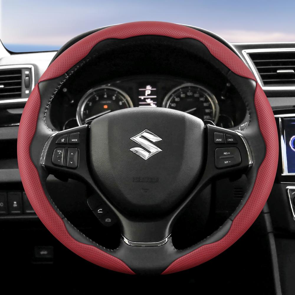 Suitable for Suzuki Breathable Hole Leather Steering Wheel Cover Segmented Quick Release Design Anti-Slip and Durable Swift 2011 Sx4 Grand Vitara