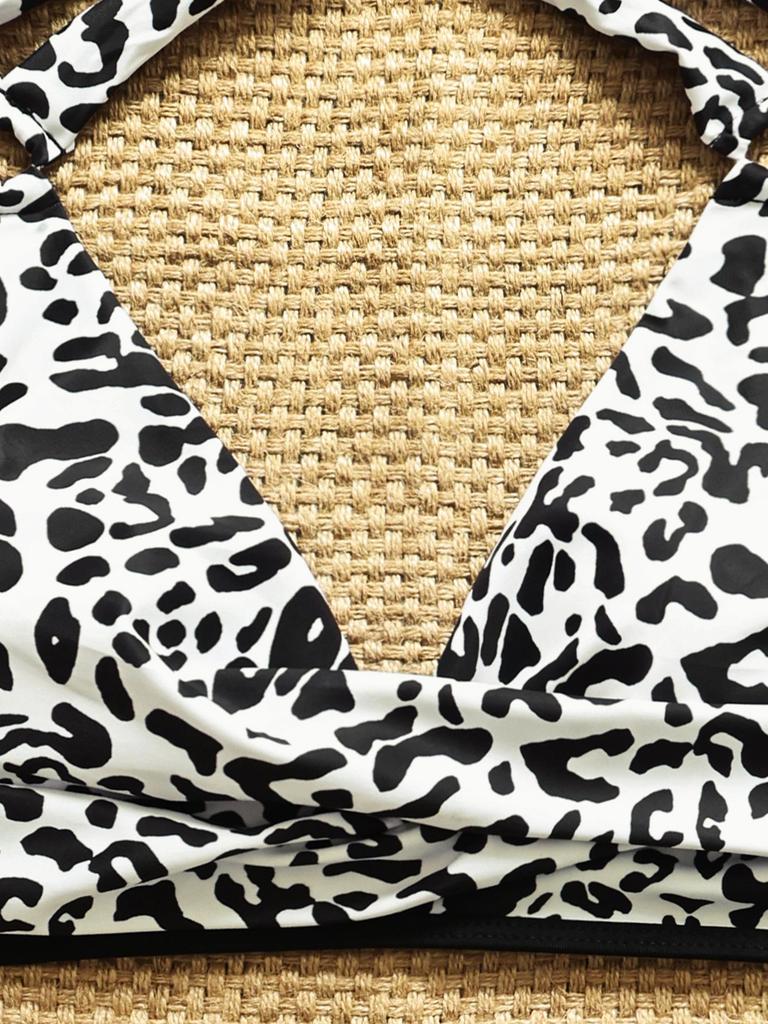 2026 European & American Leopard Print High-Waisted Two-Piece Bikini for Women – Stylish Swimwear