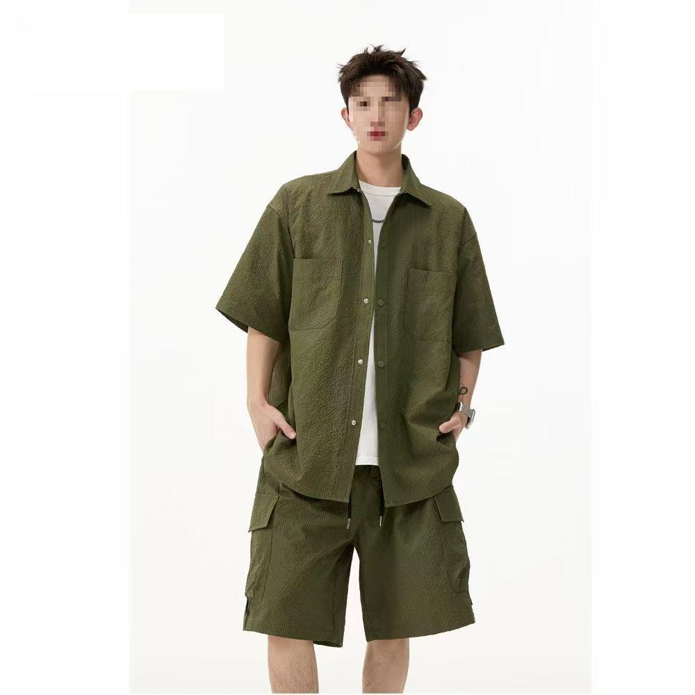 2025 Men's Trendy Summer Set: Cool Short-Sleeve Shirt & Casual Sports Shorts Two-Piece